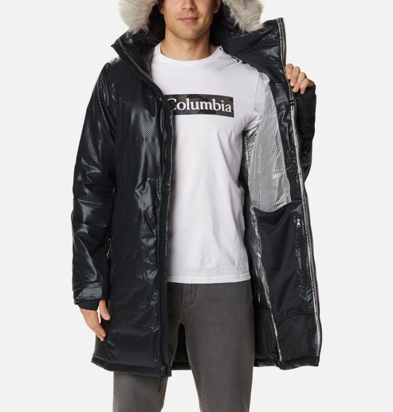 Columbia Barrett Spur II Black Dot Down Men's Coats Black | JZFOSA-263