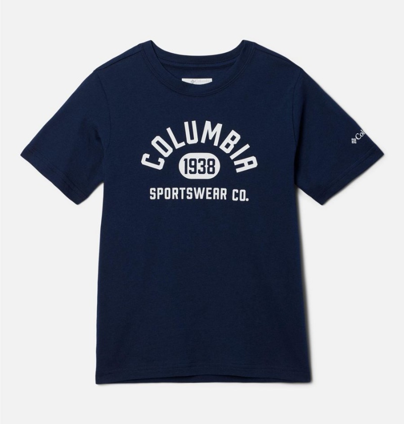 Columbia Basin Ridge Short Sleeve Graphic Kids\' T-Shirt Navy | RICFQO-250