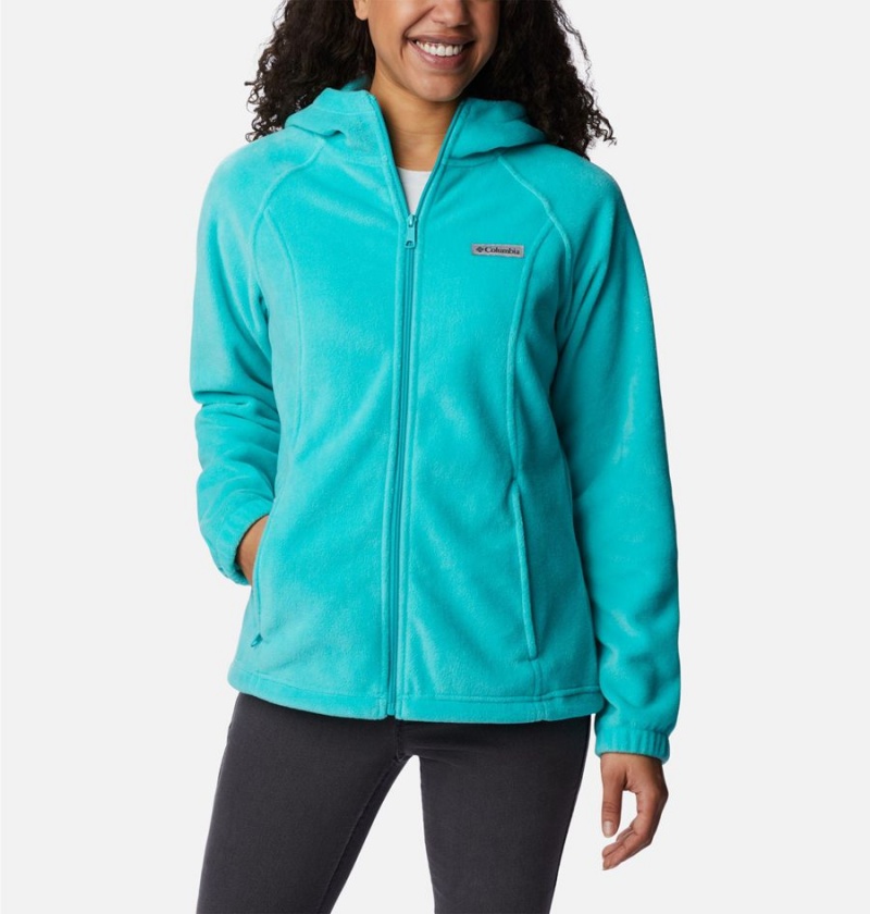 Columbia Benton Springs Full Zip Hoodie Women\'s Fleece Jacket Turquoise | ELASWN-951