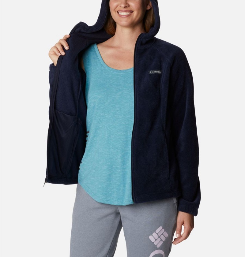 Columbia Benton Springs Full Zip Hoodie Women's Fleece Jacket Navy | RVMXNO-532