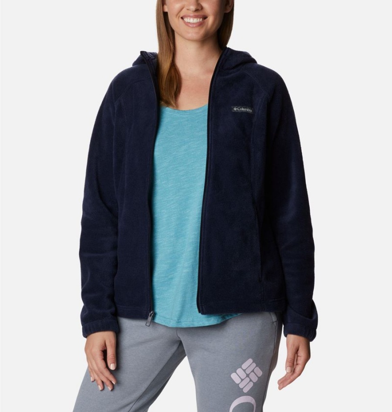 Columbia Benton Springs Full Zip Hoodie Women's Fleece Jacket Navy | RVMXNO-532