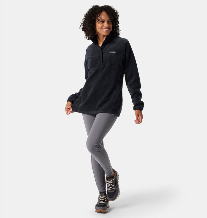 Columbia Benton Springs Half Snap Fleece Women's Pullover Black | CJSXBD-429
