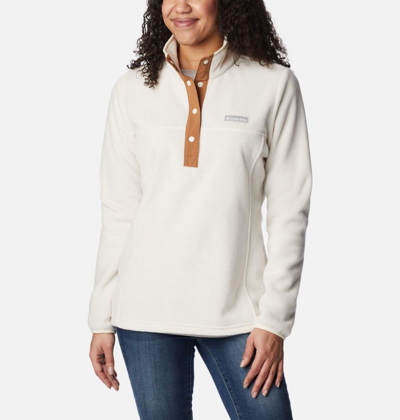 Columbia Benton Springs Half Snap Fleece Women's Pullover White | XQYWSA-483