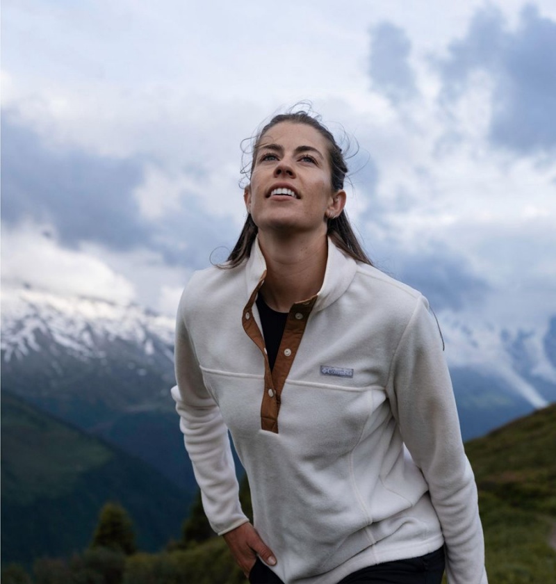 Columbia Benton Springs Half Snap Fleece Women's Pullover White | XQYWSA-483