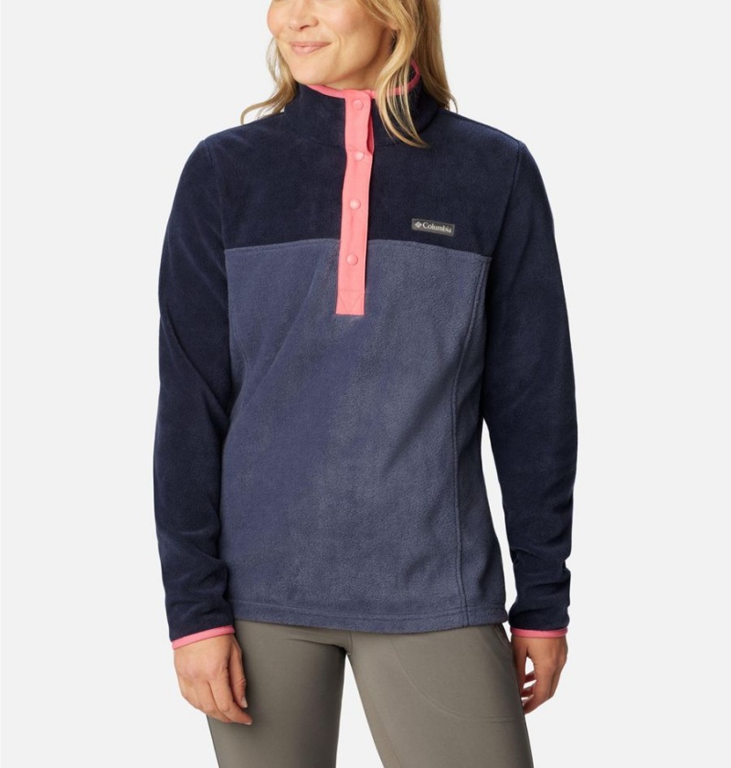 Columbia Benton Springs Half Snap Fleece Women's Pullover Navy | VZROTK-614