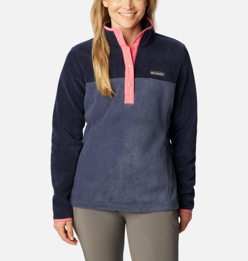 Columbia Benton Springs Half Snap Fleece Women\'s Pullover Navy | VZROTK-614