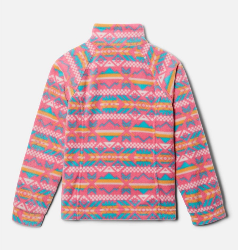 Columbia Benton Springs II Printed Fleece Kids' Jacket Pink | XLNGAJ-491
