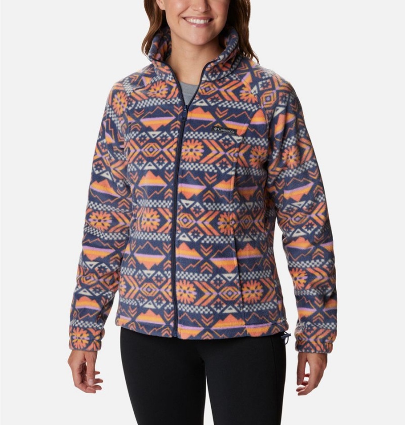 Columbia Benton Springs Printed Full Zip Women\'s Fleece Jacket Coral | EIHQRZ-085