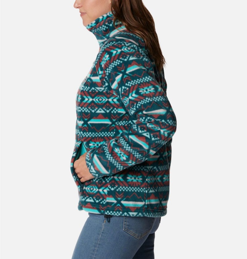 Columbia Benton Springs Printed Full Zip Women's Fleece Jacket Turquoise | SKIXFE-632
