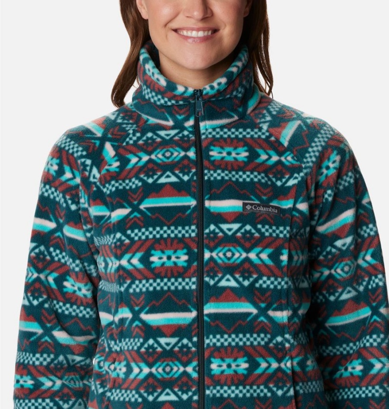 Columbia Benton Springs Printed Full Zip Women's Fleece Jacket Turquoise | SKIXFE-632
