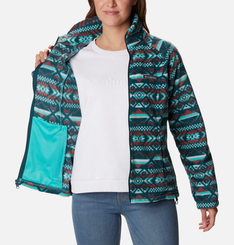Columbia Benton Springs Printed Full Zip Women's Fleece Jacket Turquoise | SKIXFE-632