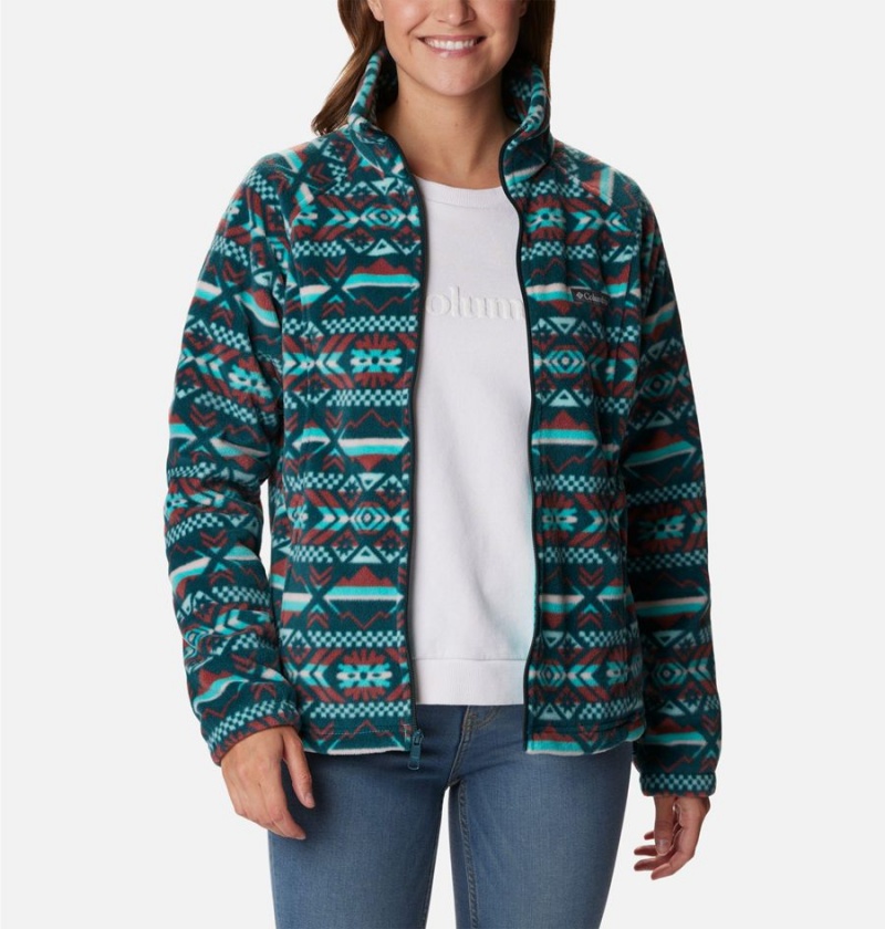 Columbia Benton Springs Printed Full Zip Women's Fleece Jacket Turquoise | SKIXFE-632