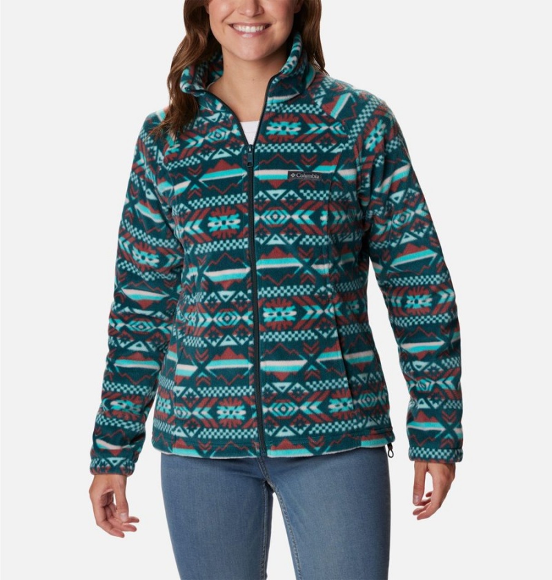 Columbia Benton Springs Printed Full Zip Women\'s Fleece Jacket Turquoise | SKIXFE-632
