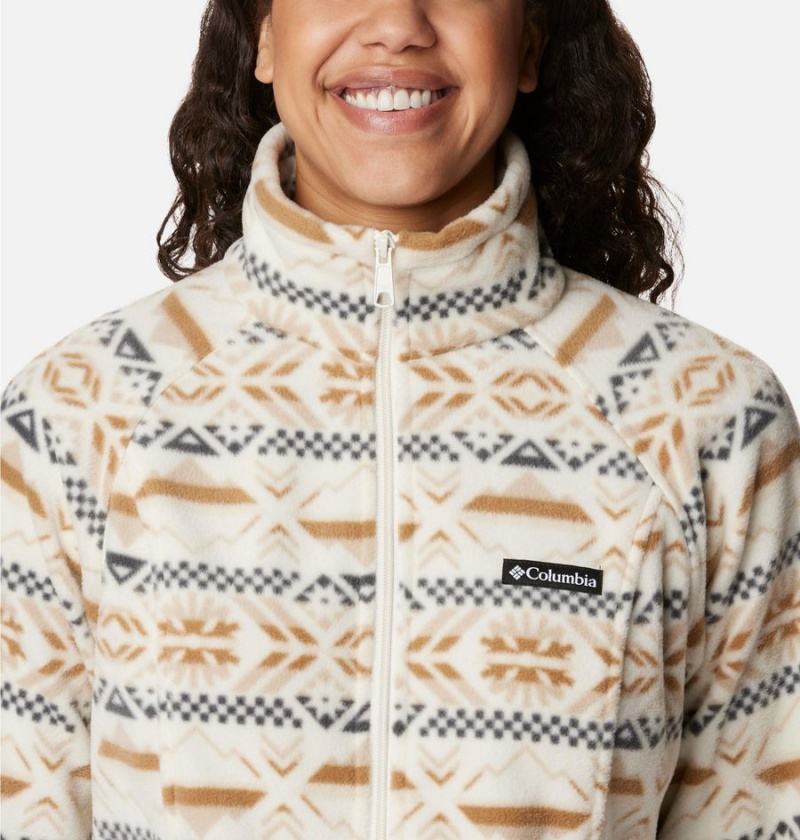 Columbia Benton Springs Printed Full Zip Women's Fleece Jacket White | ASXTVE-896