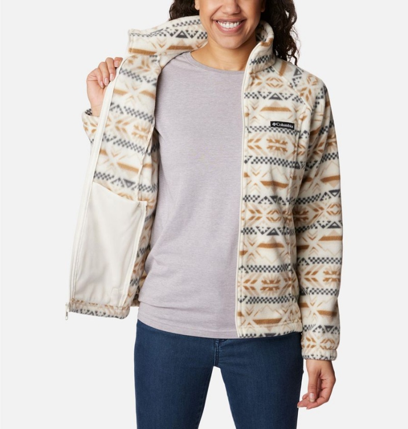 Columbia Benton Springs Printed Full Zip Women's Fleece Jacket White | ASXTVE-896