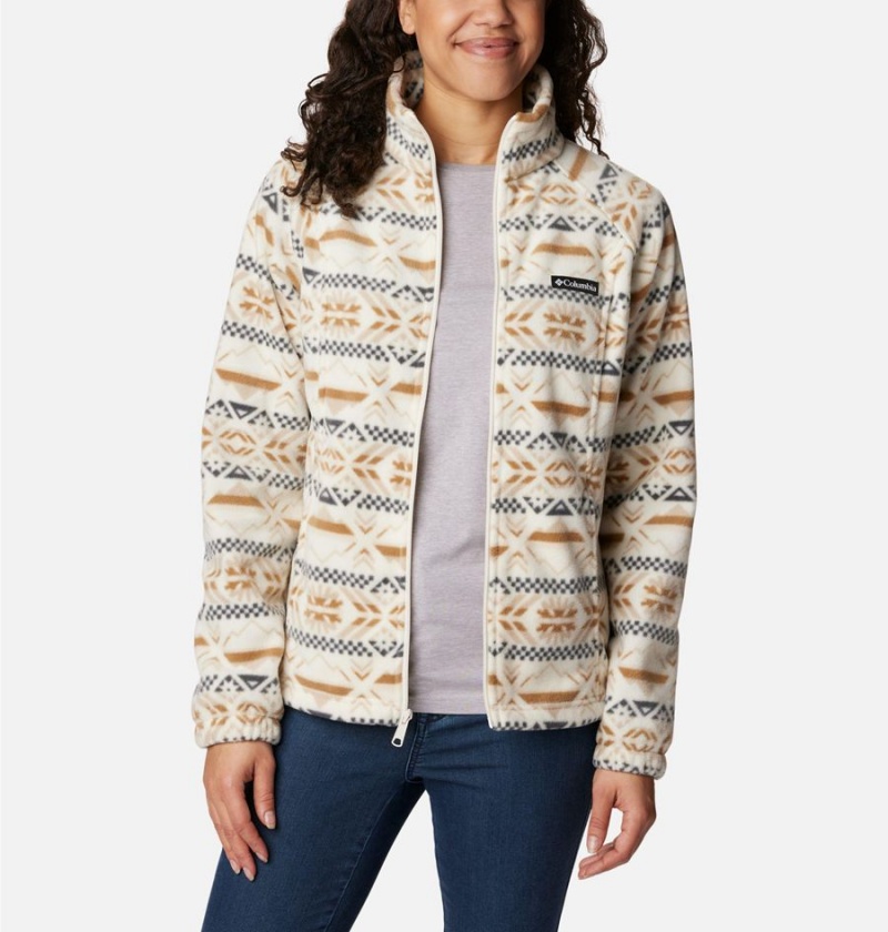 Columbia Benton Springs Printed Full Zip Women's Fleece Jacket White | ASXTVE-896