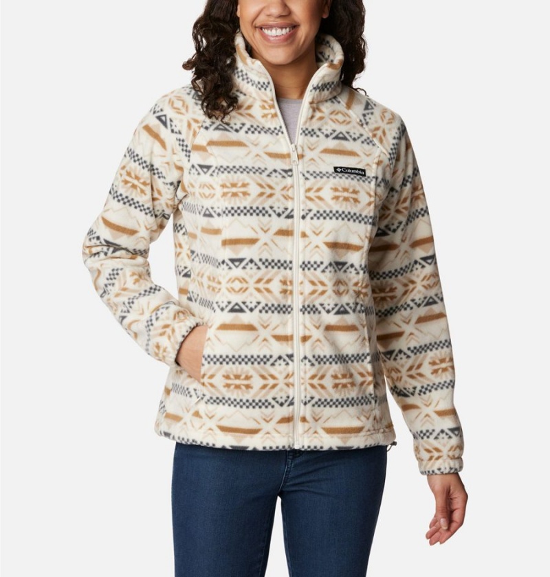 Columbia Benton Springs Printed Full Zip Women\'s Fleece Jacket White | ASXTVE-896