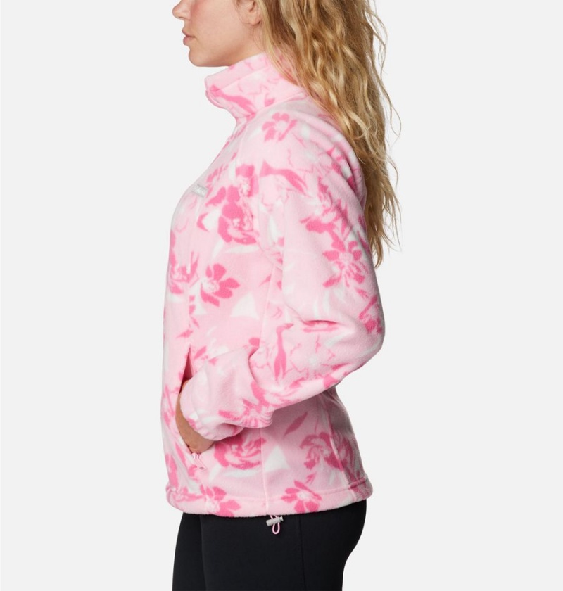Columbia Benton Springs Printed Full Zip Women's Fleece Jacket Pink | CHJEVD-310