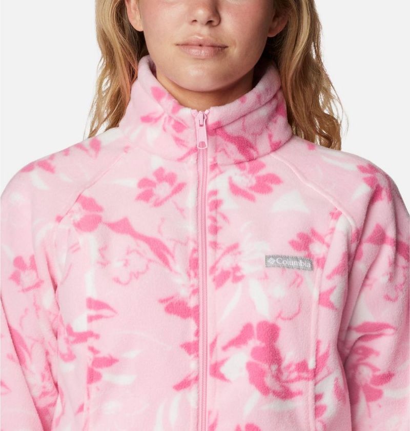 Columbia Benton Springs Printed Full Zip Women's Fleece Jacket Pink | CHJEVD-310