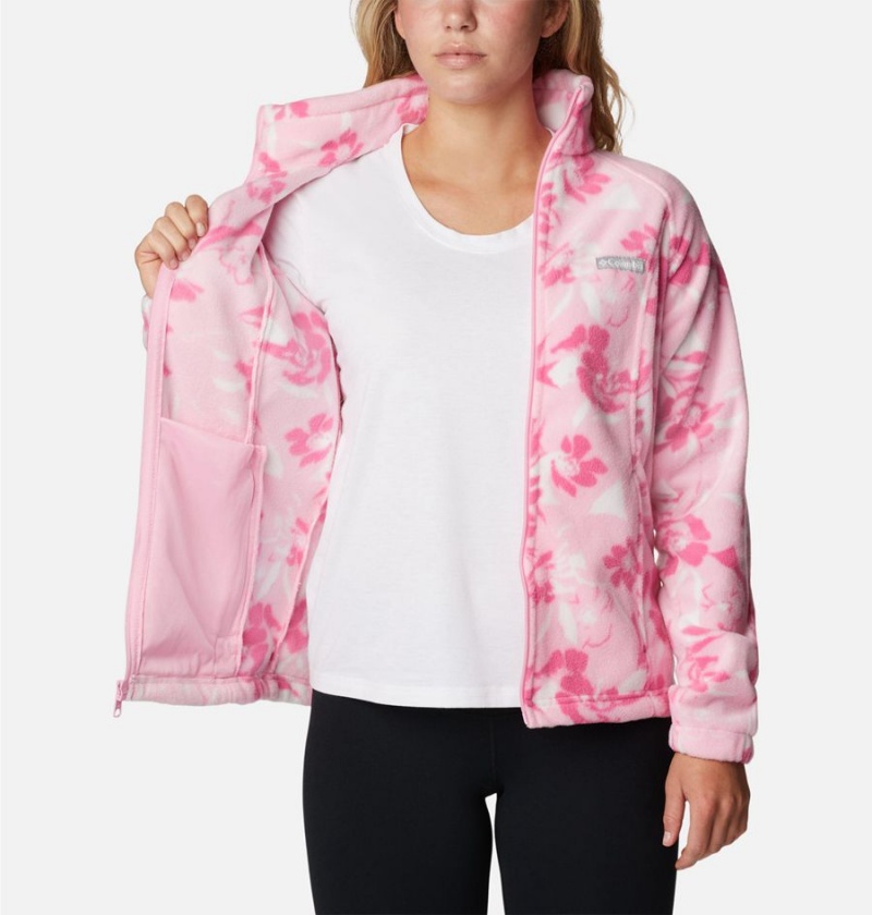 Columbia Benton Springs Printed Full Zip Women's Fleece Jacket Pink | CHJEVD-310