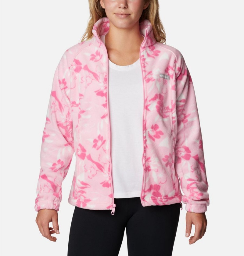 Columbia Benton Springs Printed Full Zip Women's Fleece Jacket Pink | CHJEVD-310