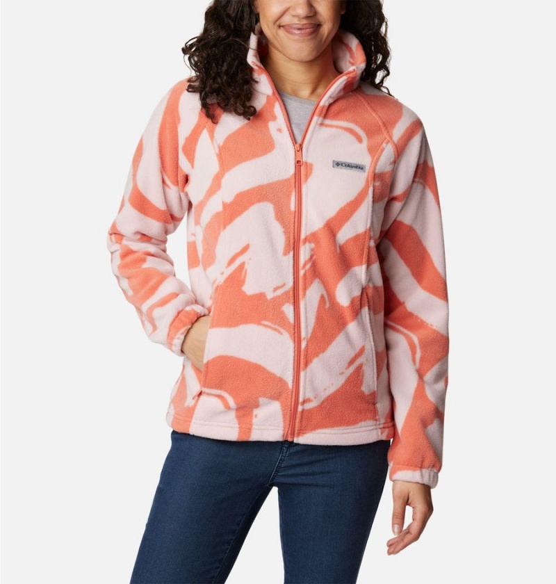 Columbia Benton Springs Printed Full Zip Women\'s Fleece Jacket Coral | YEGKTC-968
