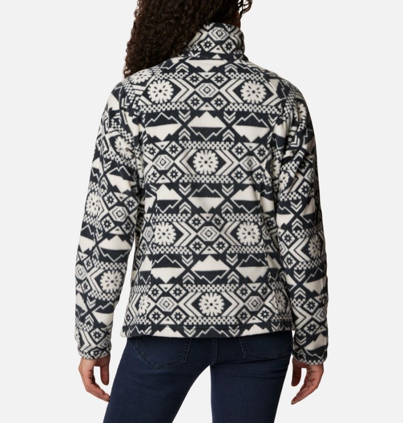 Columbia Benton Springs Printed Full Zip Women's Fleece Jacket Black | ZXTGYV-732