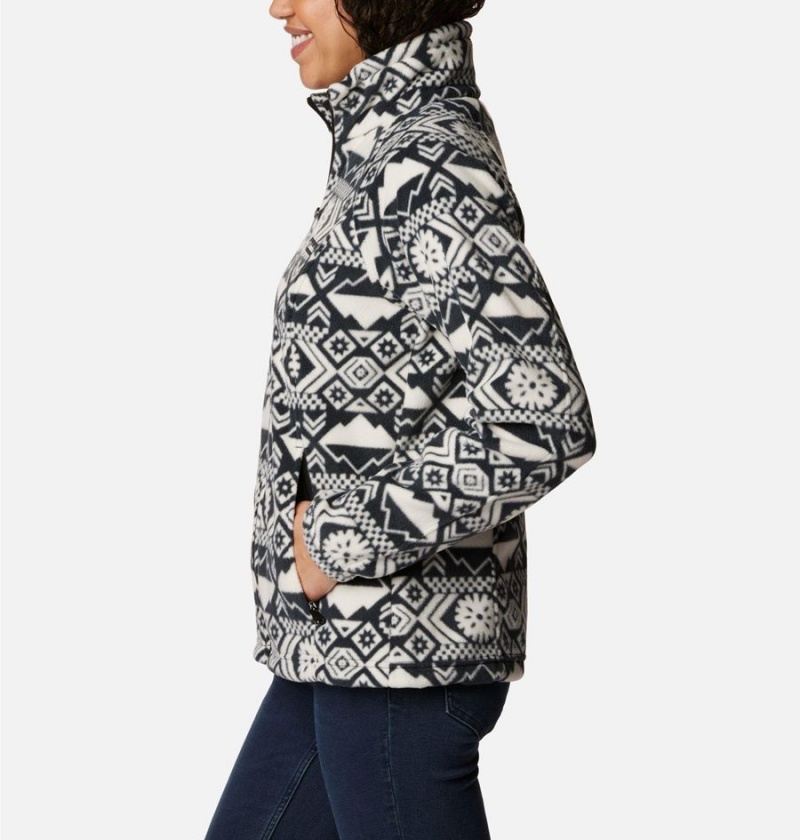 Columbia Benton Springs Printed Full Zip Women's Fleece Jacket Black | ZXTGYV-732