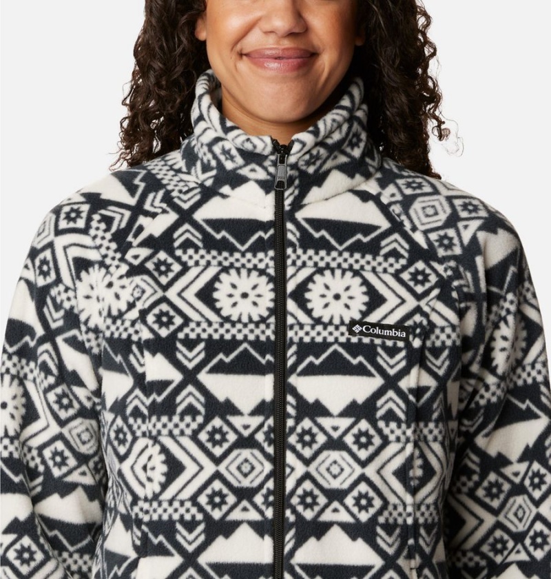 Columbia Benton Springs Printed Full Zip Women's Fleece Jacket Black | ZXTGYV-732
