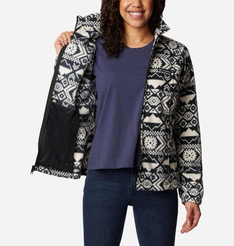 Columbia Benton Springs Printed Full Zip Women's Fleece Jacket Black | ZXTGYV-732