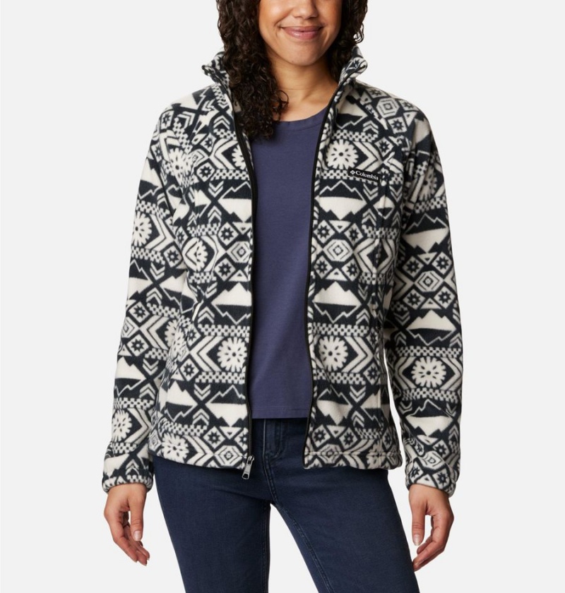 Columbia Benton Springs Printed Full Zip Women's Fleece Jacket Black | ZXTGYV-732