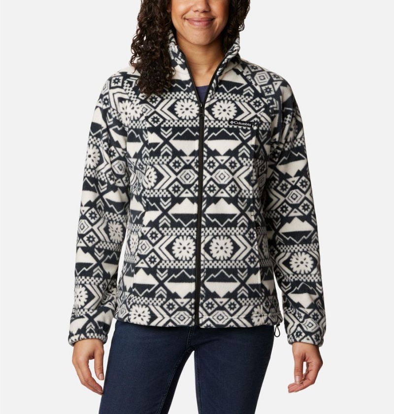 Columbia Benton Springs Printed Full Zip Women\'s Fleece Jacket Black | ZXTGYV-732