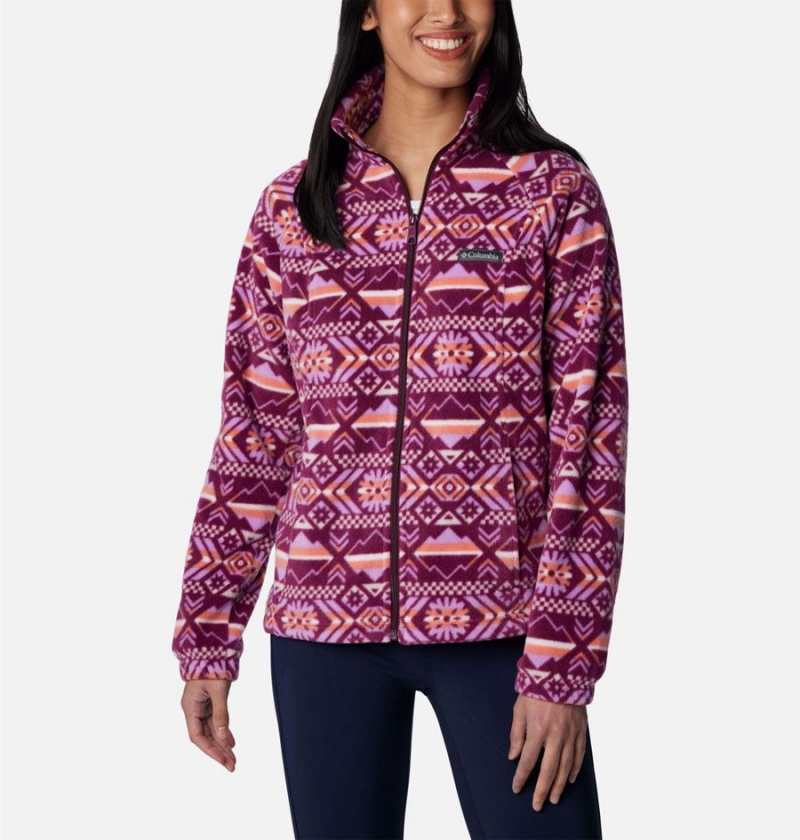 Columbia Benton Springs Printed Full Zip Women\'s Fleece Jacket Purple | ZWMOIB-897