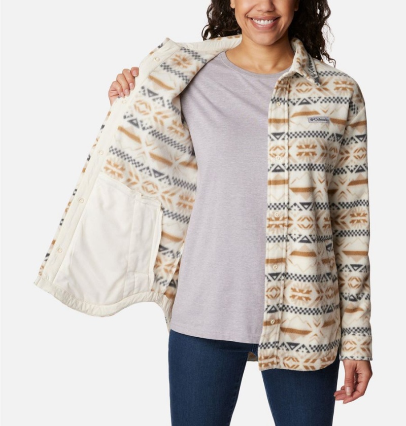 Columbia Benton Springs Shirt Women's Fleece Jacket White | HQGCZM-097