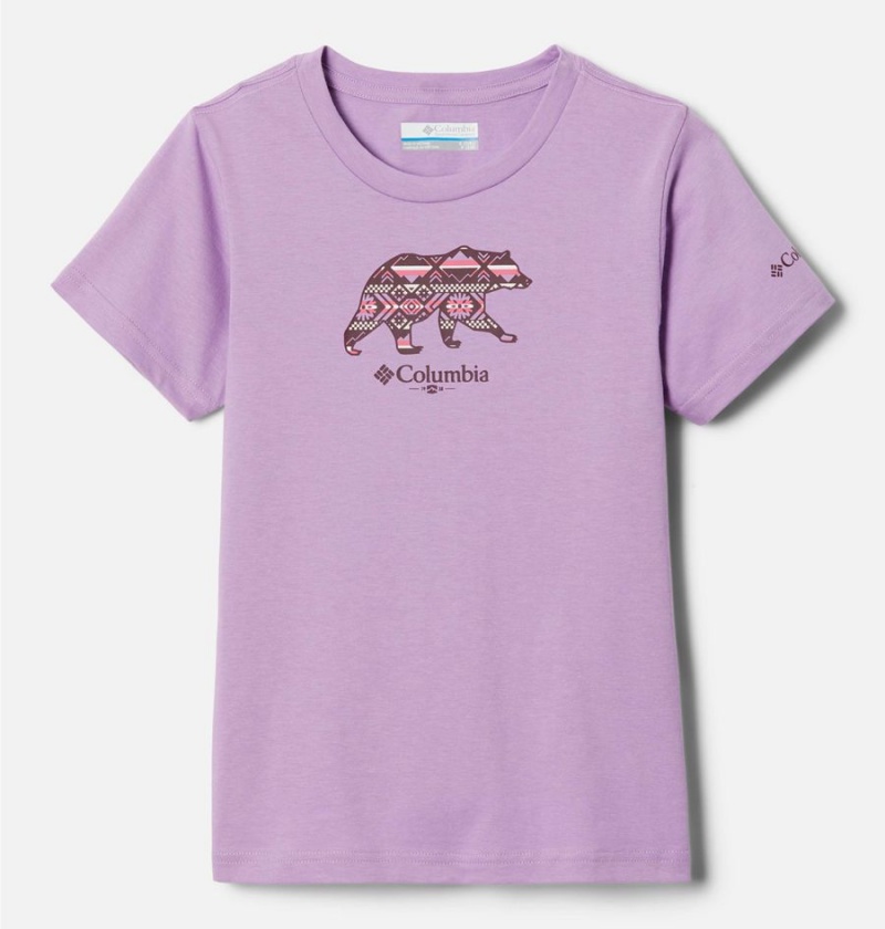 Columbia Bessie Butte Short Sleeve Graphic Kids\' T-Shirt Purple | DJVHYT-750