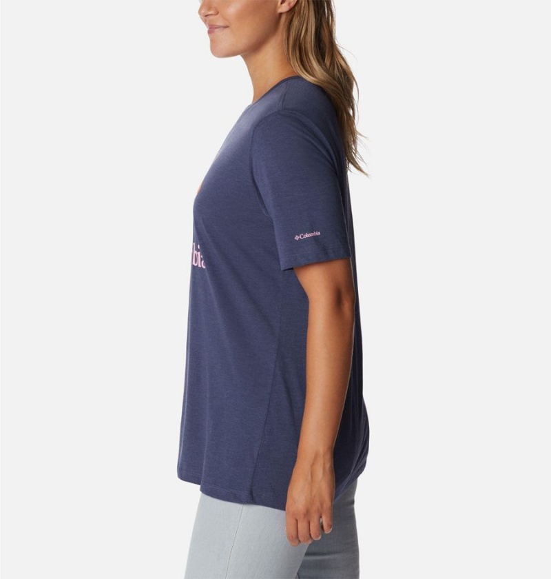 Columbia Bluebird Day Relaxed Crew Neck Women's T-Shirt Navy | SFPUJV-356