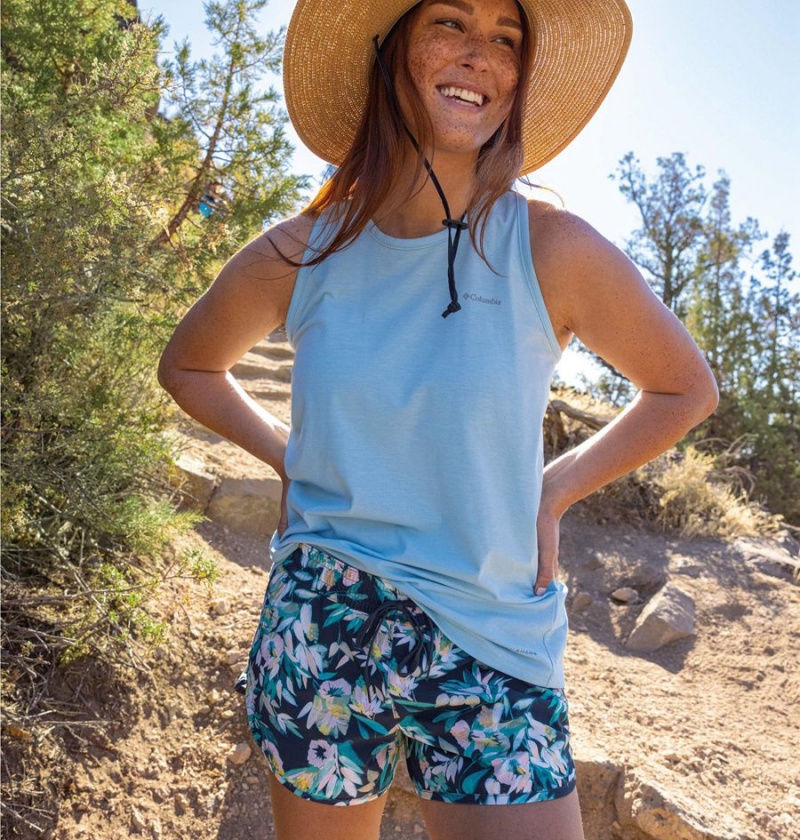 Columbia Bogata Bay Stretch Printed Women's Shorts Turquoise | EAFMPQ-896