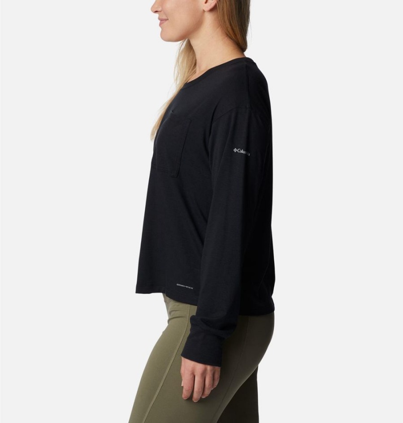 Columbia Boundless Trek Long Sleeve Women's T-Shirt Black | YHRIDZ-906