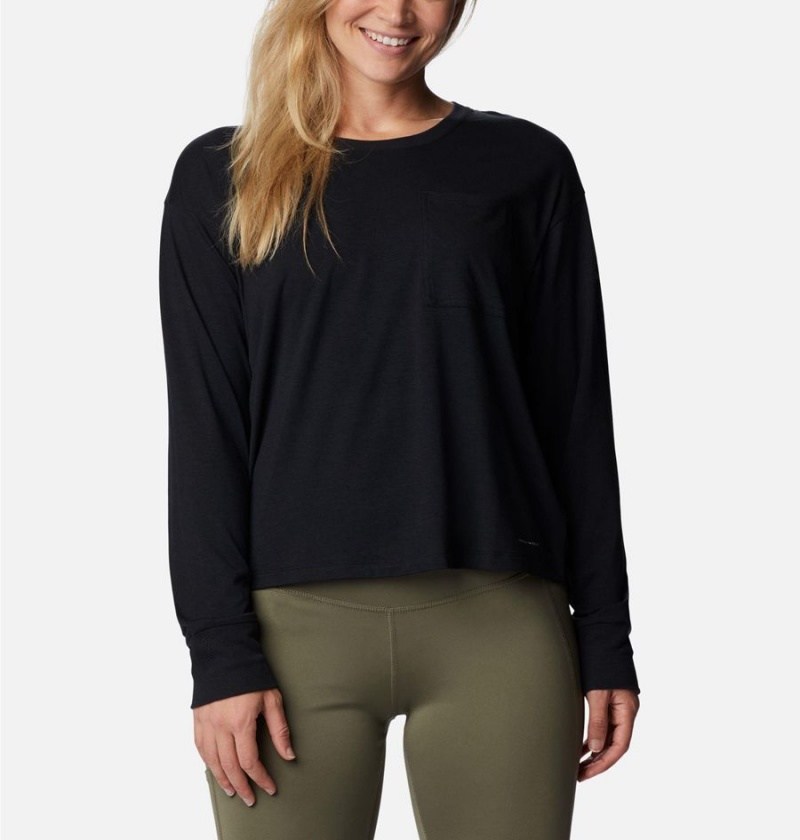 Columbia Boundless Trek Long Sleeve Women\'s T-Shirt Black | YHRIDZ-906