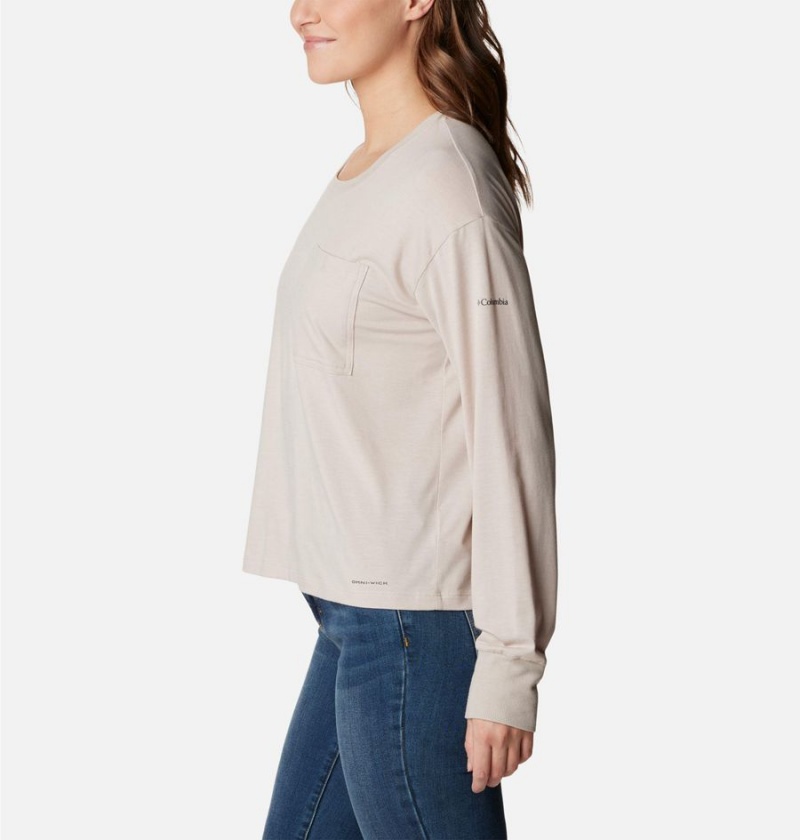 Columbia Boundless Trek Long Sleeve Women's T-Shirt Beige | XIHRME-051