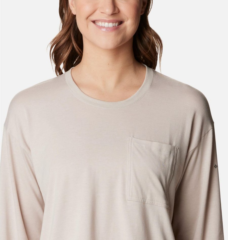 Columbia Boundless Trek Long Sleeve Women's T-Shirt Beige | XIHRME-051