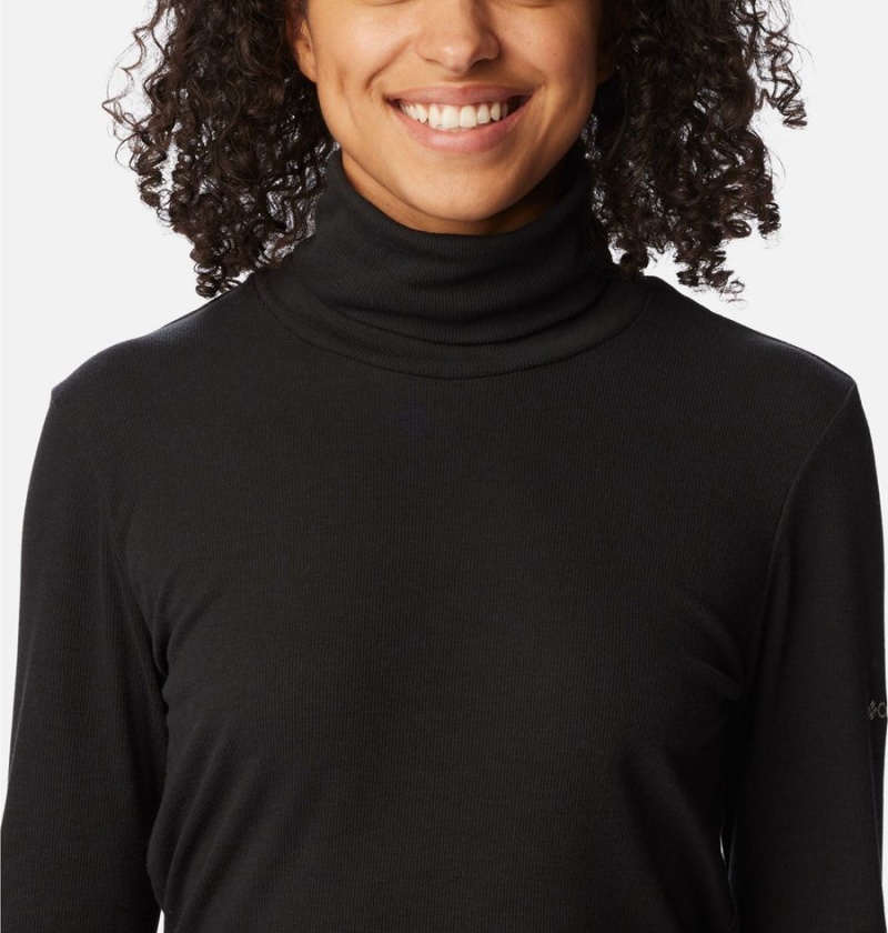 Columbia Boundless Trek Ribbed Turtleneck Long Sleeve Women's T-Shirt Black | YEPSAQ-794