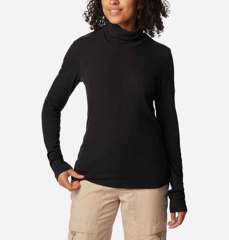 Columbia Boundless Trek Ribbed Turtleneck Long Sleeve Women's T-Shirt Black | YEPSAQ-794