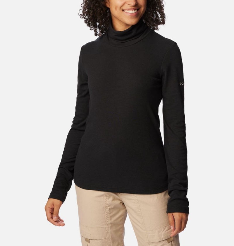 Columbia Boundless Trek Ribbed Turtleneck Long Sleeve Women\'s T-Shirt Black | YEPSAQ-794