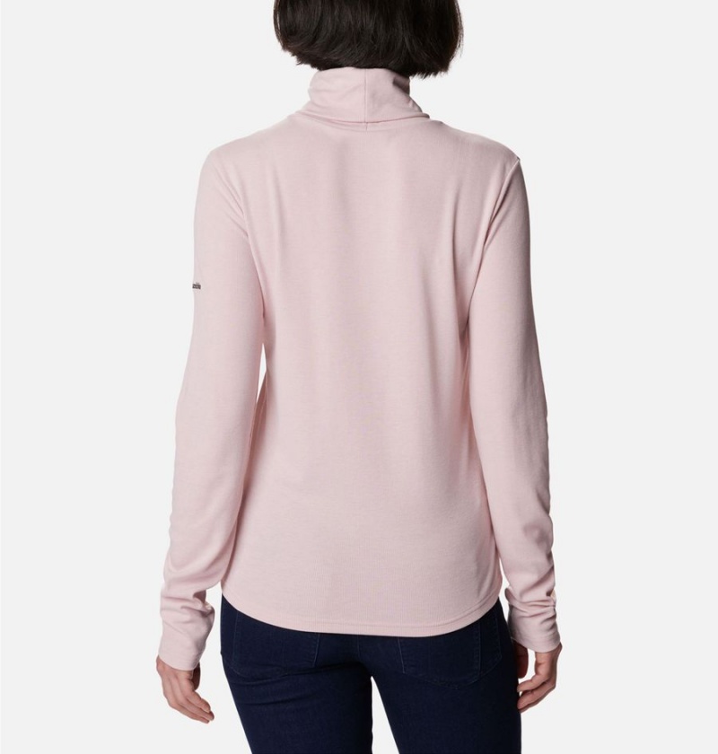 Columbia Boundless Trek Ribbed Turtleneck Long Sleeve Women's T-Shirt Pink | JYCPGH-670