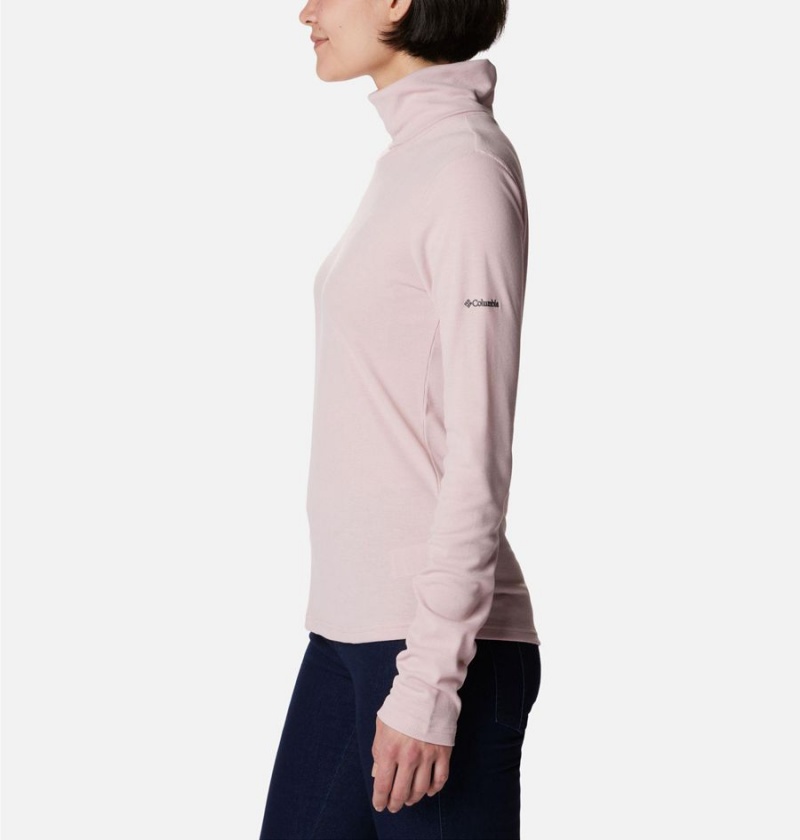 Columbia Boundless Trek Ribbed Turtleneck Long Sleeve Women's T-Shirt Pink | JYCPGH-670