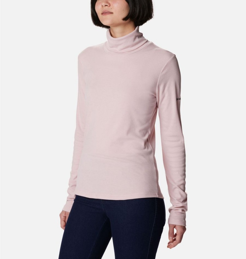 Columbia Boundless Trek Ribbed Turtleneck Long Sleeve Women's T-Shirt Pink | JYCPGH-670