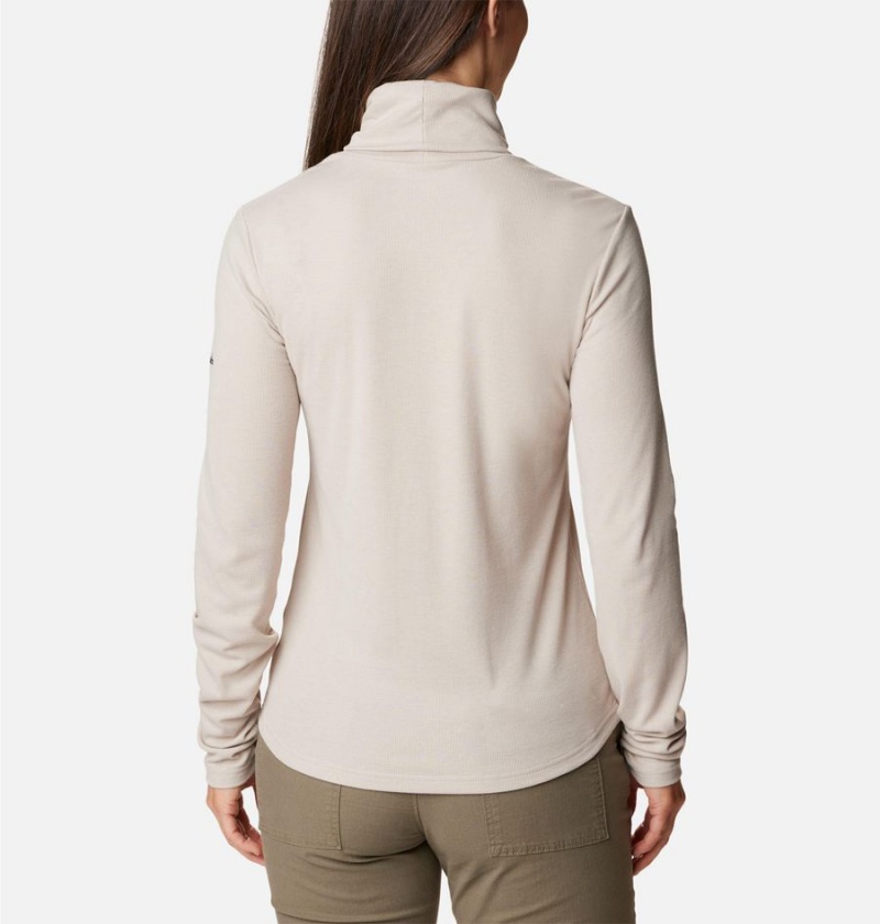 Columbia Boundless Trek Ribbed Turtleneck Long Sleeve Women's T-Shirt Beige | BGOUQX-158