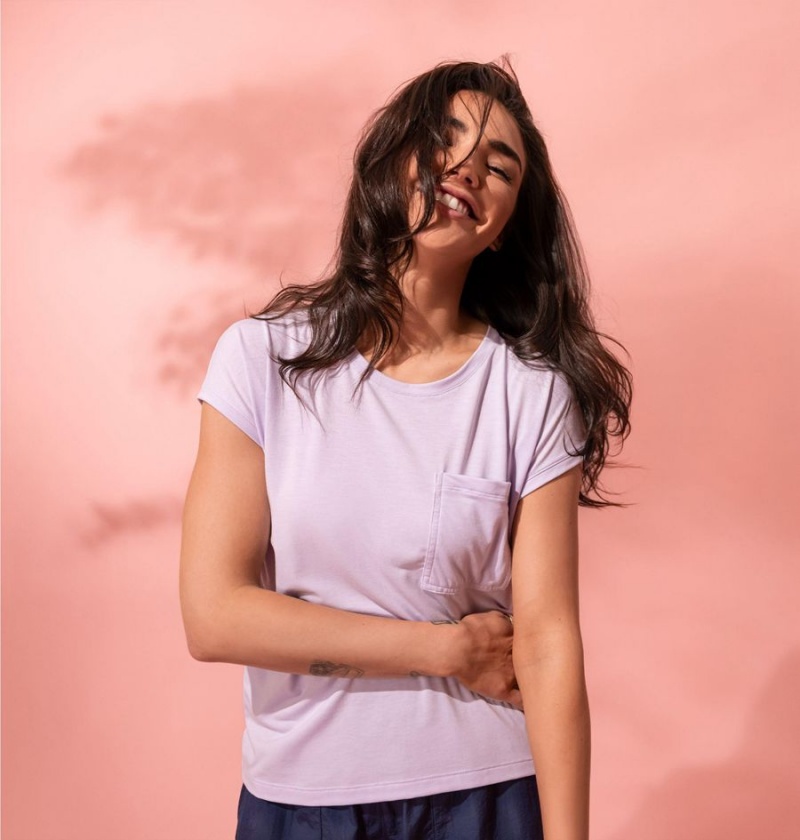 Columbia Boundless Trek Women's T-Shirt Purple | QUZBYI-248