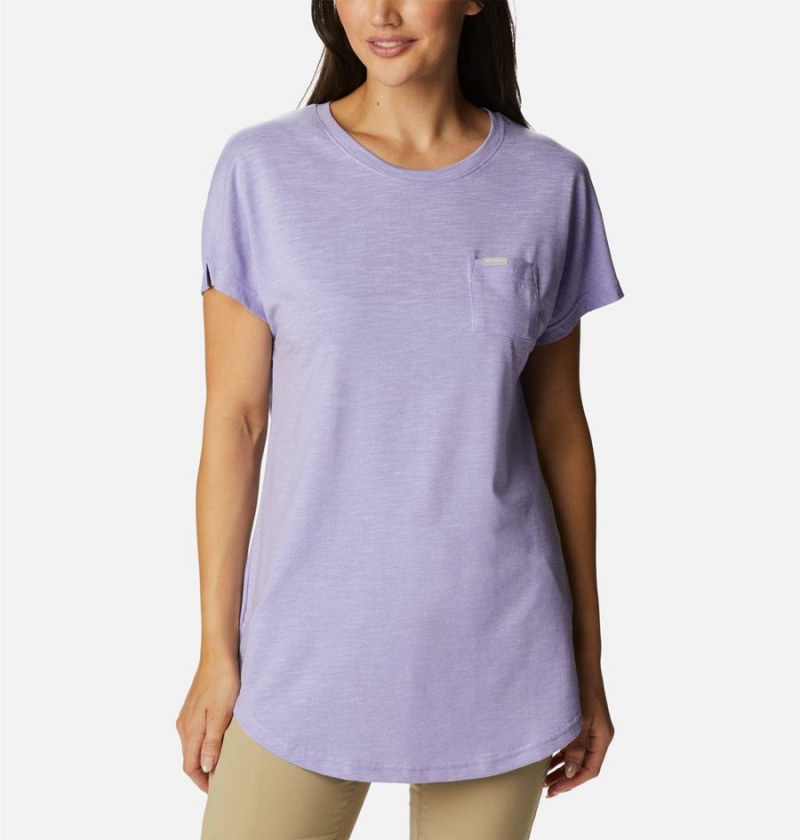 Columbia Cades Cape Women\'s T-Shirt Purple | DOIAGB-689